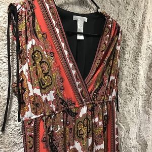 London Times Empire Waist Paisley Dress V-neck 12